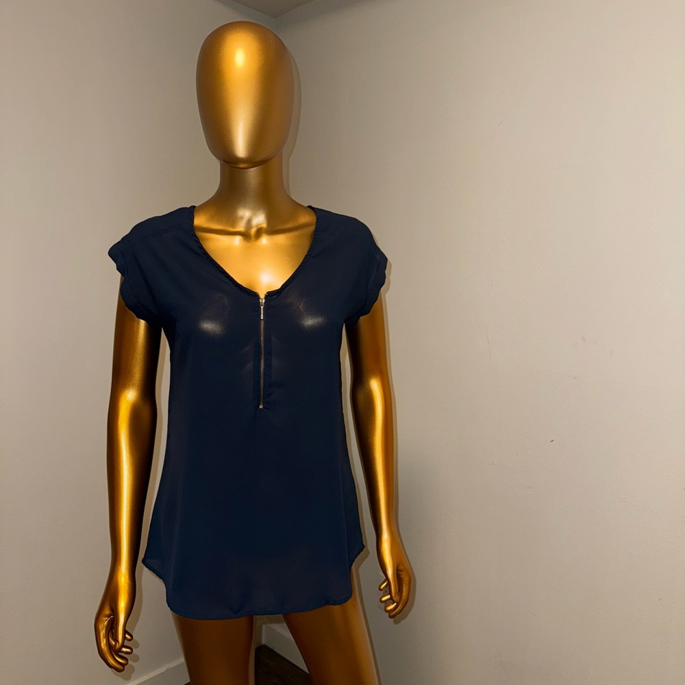 Japna Deep Blue Blouse with Zipper